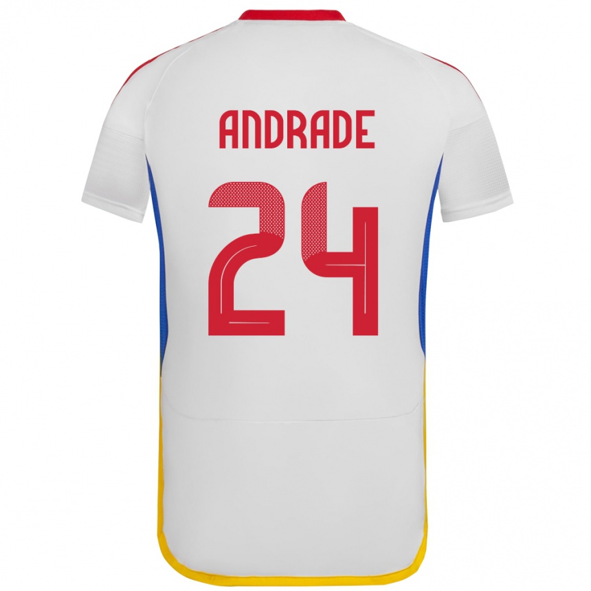 Niño Fútbol Camiseta Venezuela Kervin Andrade #24 Blanco 2ª Equipación 24-26 Perú