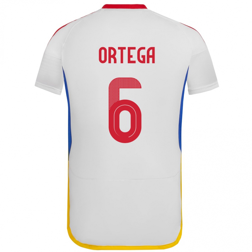 Niño Fútbol Camiseta Venezuela Bryant Ortega #6 Blanco 2ª Equipación 24-26 Perú