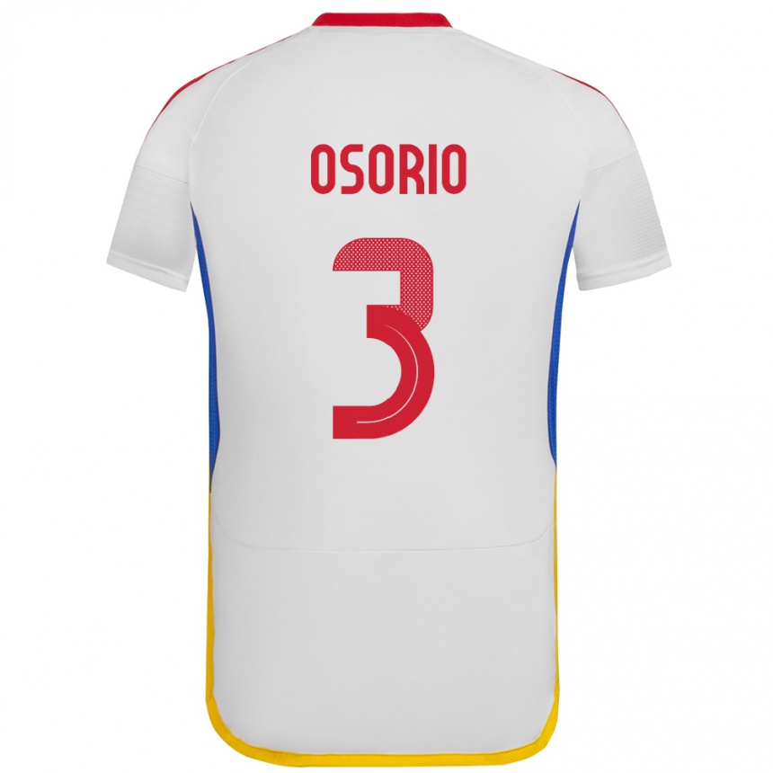 Niño Fútbol Camiseta Venezuela Yordan Osorio #3 Blanco 2ª Equipación 24-26 Perú