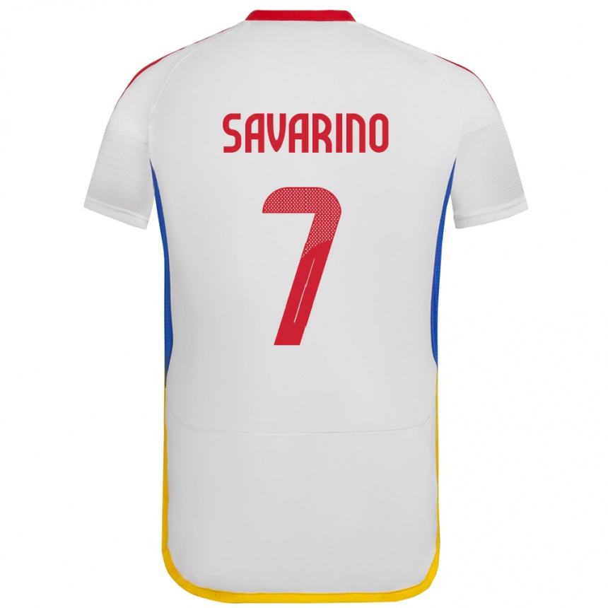 Niño Fútbol Camiseta Venezuela Jefferson Savarino #7 Blanco 2ª Equipación 24-26 Perú