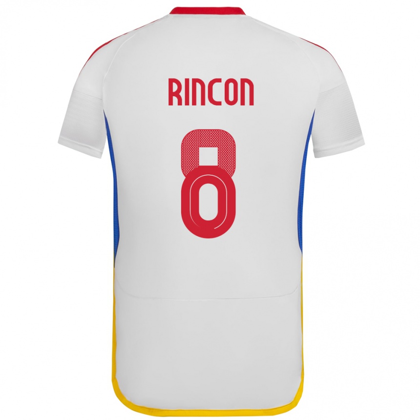 Niño Fútbol Camiseta Venezuela Tomás Rincón #8 Blanco 2ª Equipación 24-26 Perú