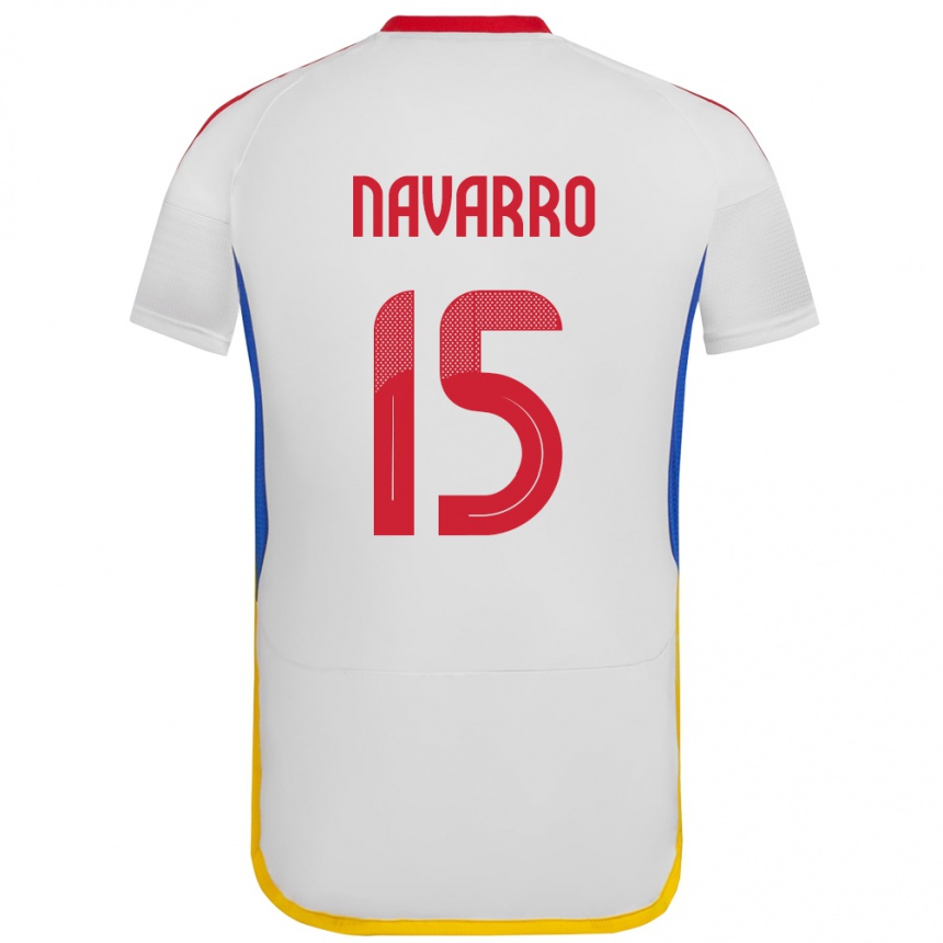 Niño Fútbol Camiseta Venezuela Miguel Navarro #15 Blanco 2ª Equipación 24-26 Perú