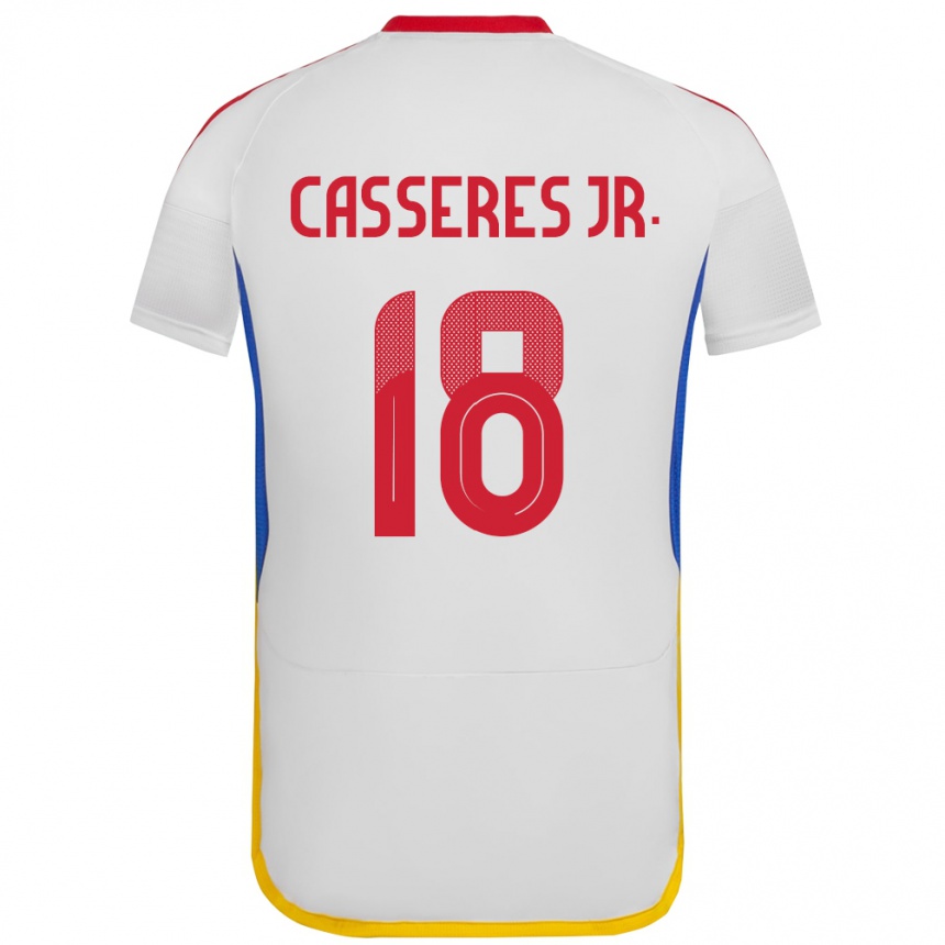 Niño Fútbol Camiseta Venezuela Cristian Cásseres Jr. #18 Blanco 2ª Equipación 24-26 Perú