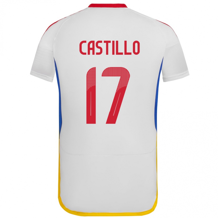 Niño Fútbol Camiseta Venezuela Edson Castillo #17 Blanco 2ª Equipación 24-26 Perú