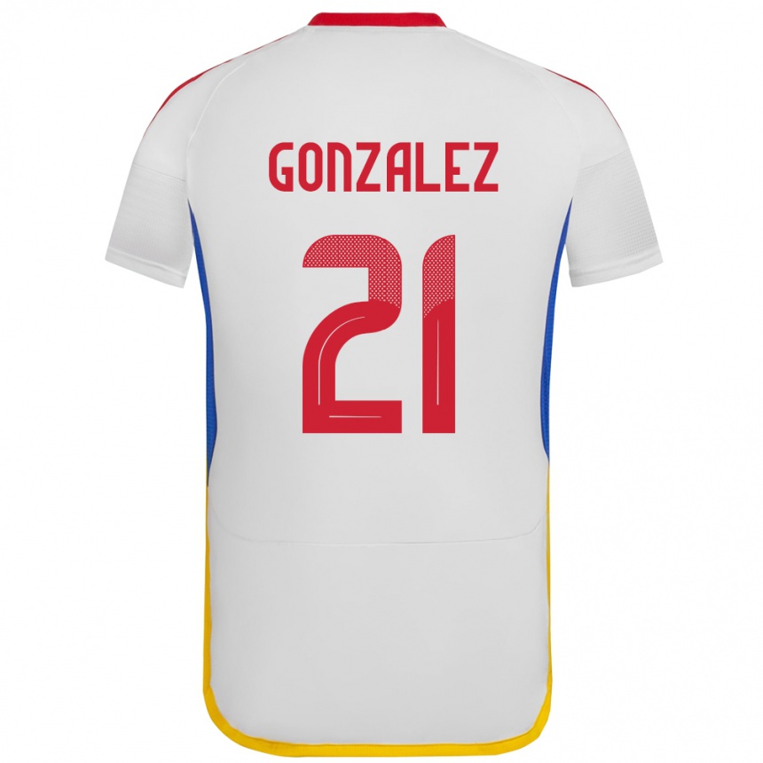 Niño Fútbol Camiseta Venezuela Alexander González #21 Blanco 2ª Equipación 24-26 Perú