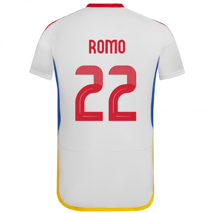 Niño Fútbol Camiseta Venezuela Rafael Romo #22 Blanco 2ª Equipación 24-26 Perú