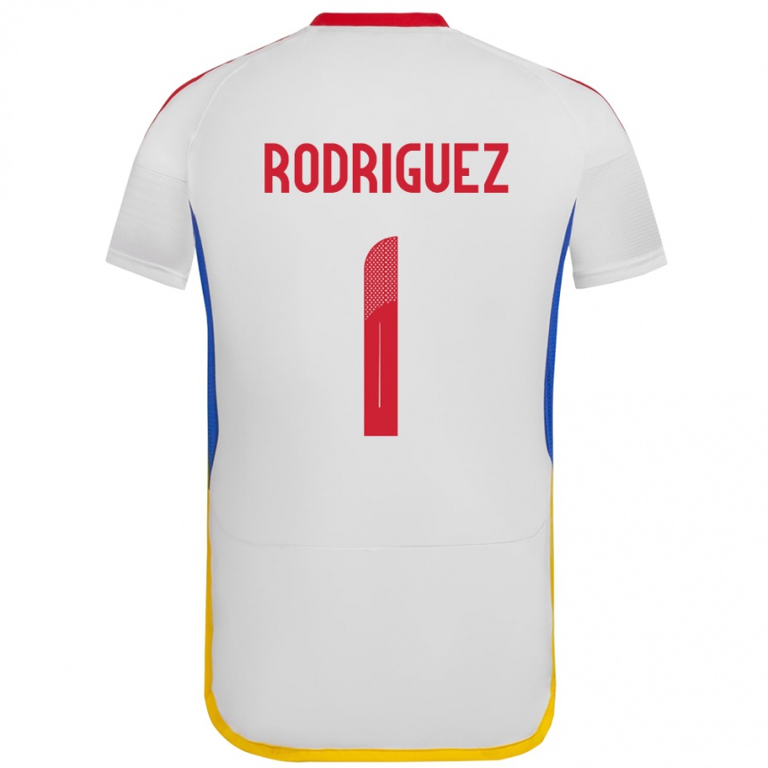 Niño Fútbol Camiseta Venezuela Samuel Rodriguez #1 Blanco 2ª Equipación 24-26 Perú