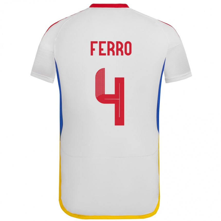 Niño Fútbol Camiseta Venezuela Andrés Ferro #4 Blanco 2ª Equipación 24-26 Perú