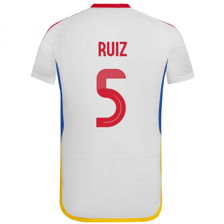 Niño Fútbol Camiseta Venezuela Emerson Ruíz #5 Blanco 2ª Equipación 24-26 Perú