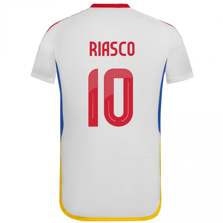 Niño Fútbol Camiseta Venezuela José Riasco #10 Blanco 2ª Equipación 24-26 Perú