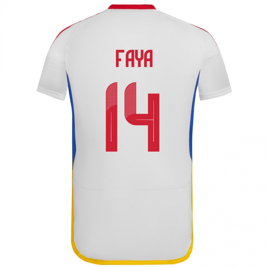 Niño Fútbol Camiseta Venezuela Carlos Faya #14 Blanco 2ª Equipación 24-26 Perú