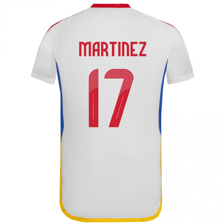 Niño Fútbol Camiseta Venezuela David Martínez #17 Blanco 2ª Equipación 24-26 Perú