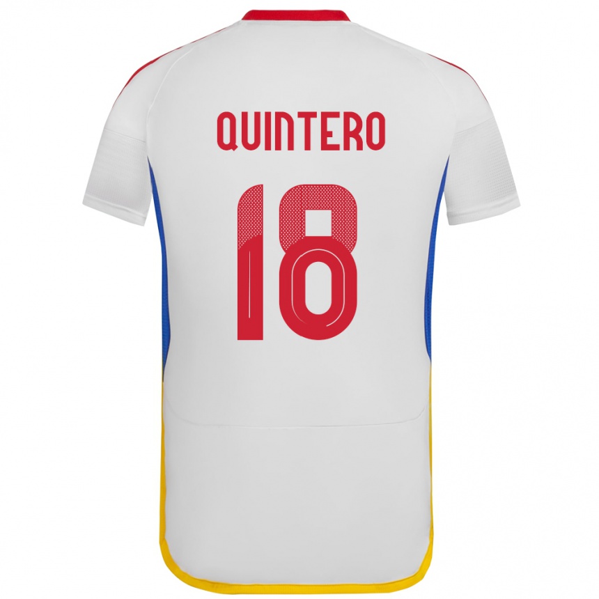 Niño Fútbol Camiseta Venezuela Jesús Quintero #18 Blanco 2ª Equipación 24-26 Perú