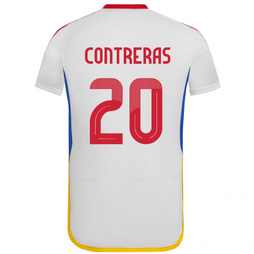 Niño Fútbol Camiseta Venezuela Anderson Contreras #20 Blanco 2ª Equipación 24-26 Perú