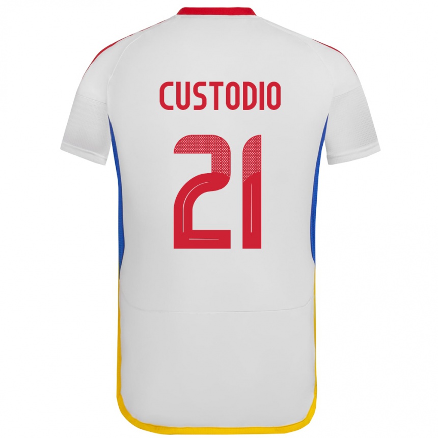 Niño Fútbol Camiseta Venezuela Alex Custodio #21 Blanco 2ª Equipación 24-26 Perú