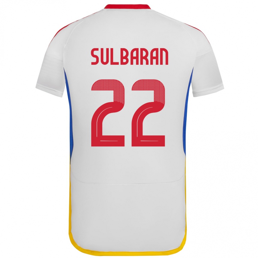 Niño Fútbol Camiseta Venezuela Manuel Sulbarán #22 Blanco 2ª Equipación 24-26 Perú