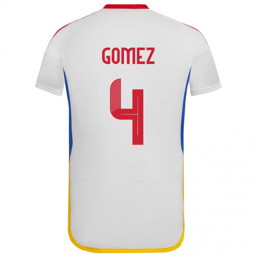 Niño Fútbol Camiseta Venezuela Santiago Gómez #4 Blanco 2ª Equipación 24-26 Perú