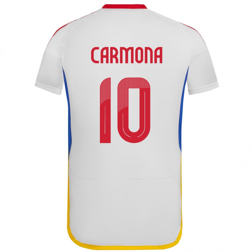 Niño Fútbol Camiseta Venezuela Wikelman Carmona #10 Blanco 2ª Equipación 24-26 Perú