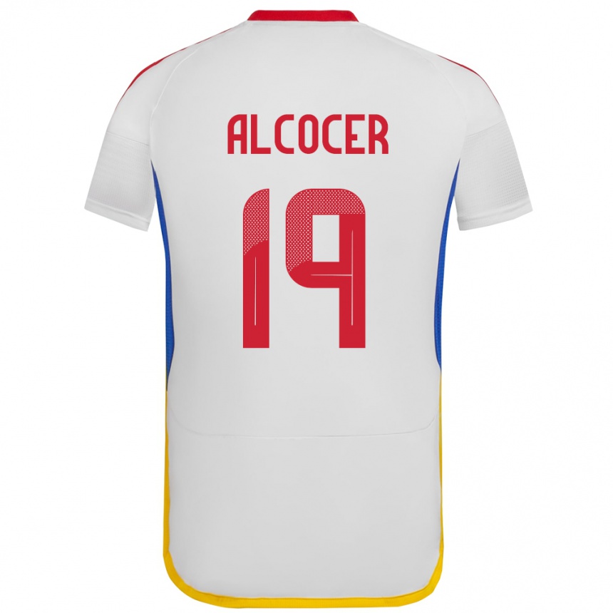 Niño Fútbol Camiseta Venezuela Brayan Alcocer #19 Blanco 2ª Equipación 24-26 Perú