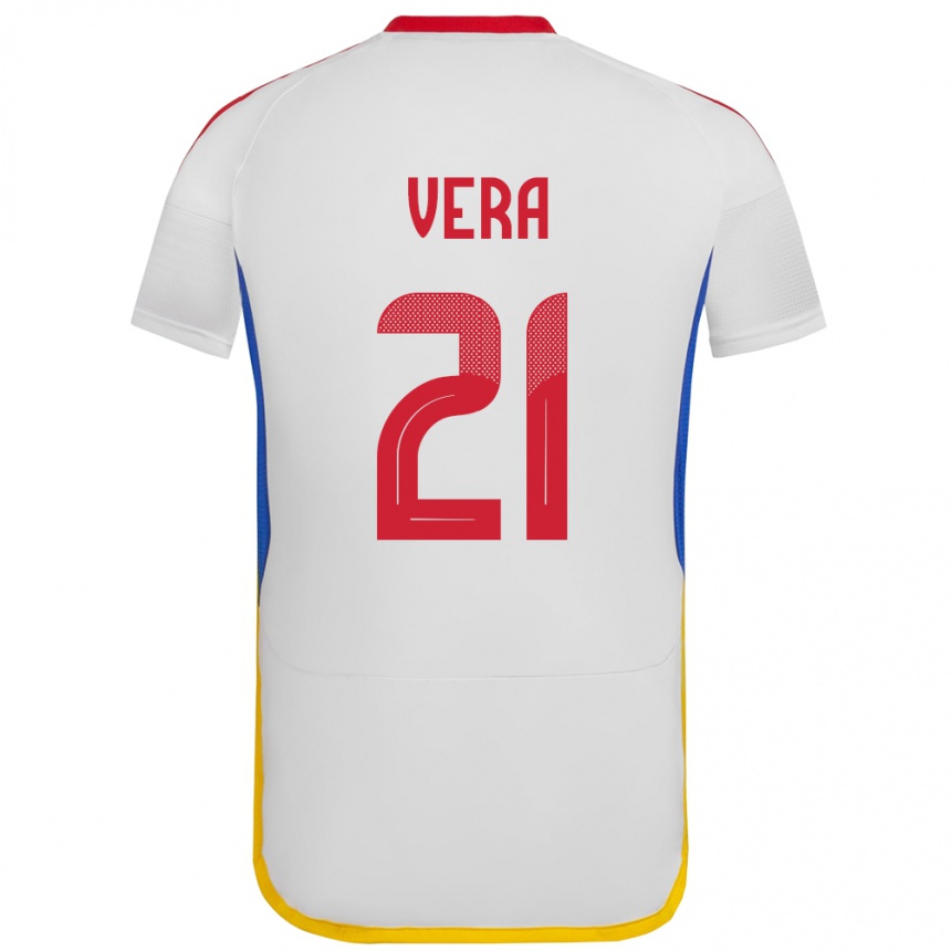 Niño Fútbol Camiseta Venezuela Andry Vera #21 Blanco 2ª Equipación 24-26 Perú