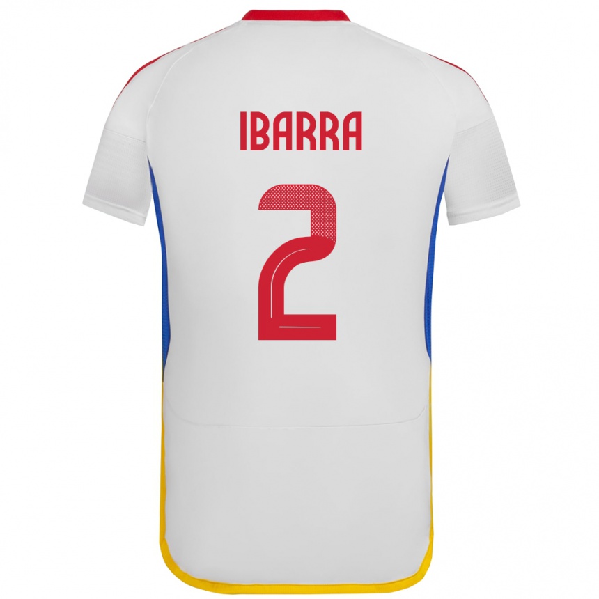 Niño Fútbol Camiseta Venezuela Pablo Ibarra #2 Blanco 2ª Equipación 24-26 Perú