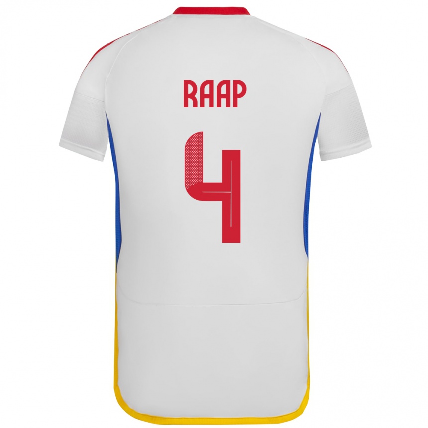 Niño Fútbol Camiseta Venezuela Yiandro Raap #4 Blanco 2ª Equipación 24-26 Perú