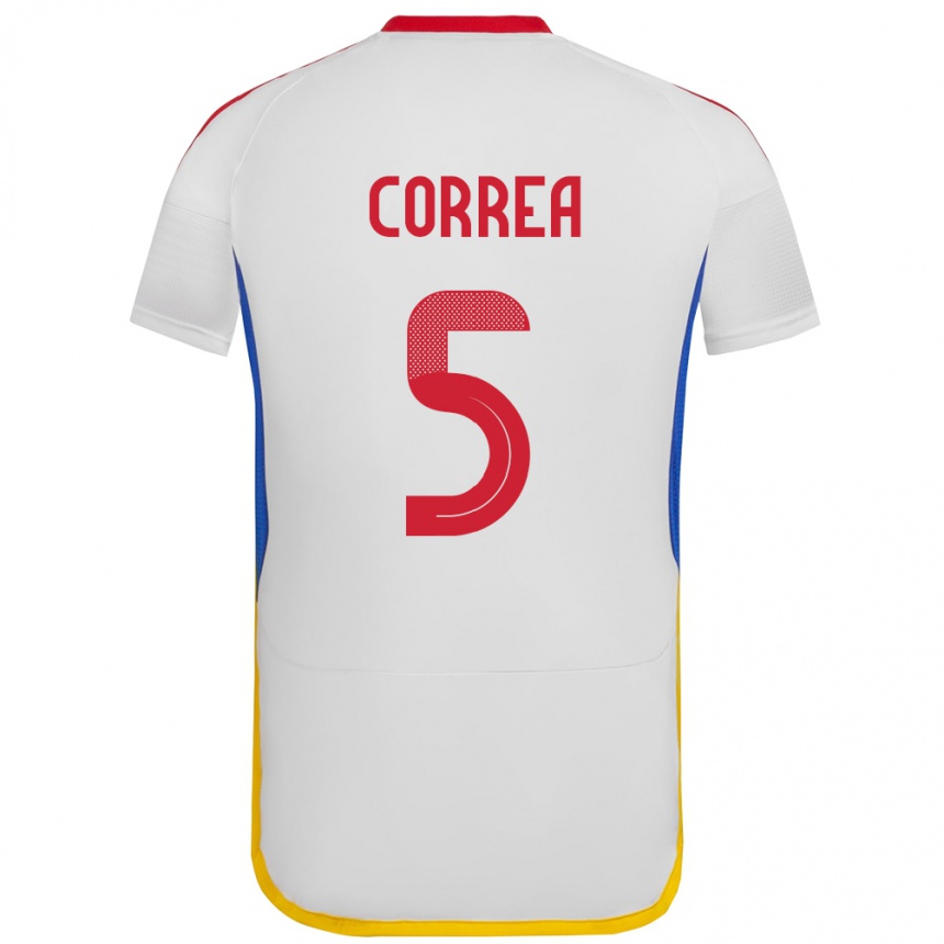 Niño Fútbol Camiseta Venezuela José Correa #5 Blanco 2ª Equipación 24-26 Perú