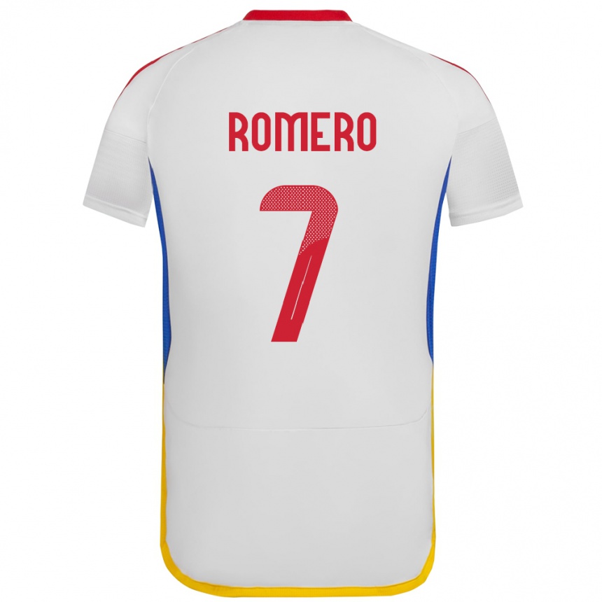 Niño Fútbol Camiseta Venezuela Leenhan Romero #7 Blanco 2ª Equipación 24-26 Perú