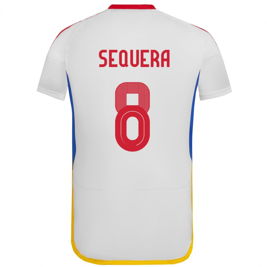 Niño Fútbol Camiseta Venezuela Giovanny Sequera #8 Blanco 2ª Equipación 24-26 Perú