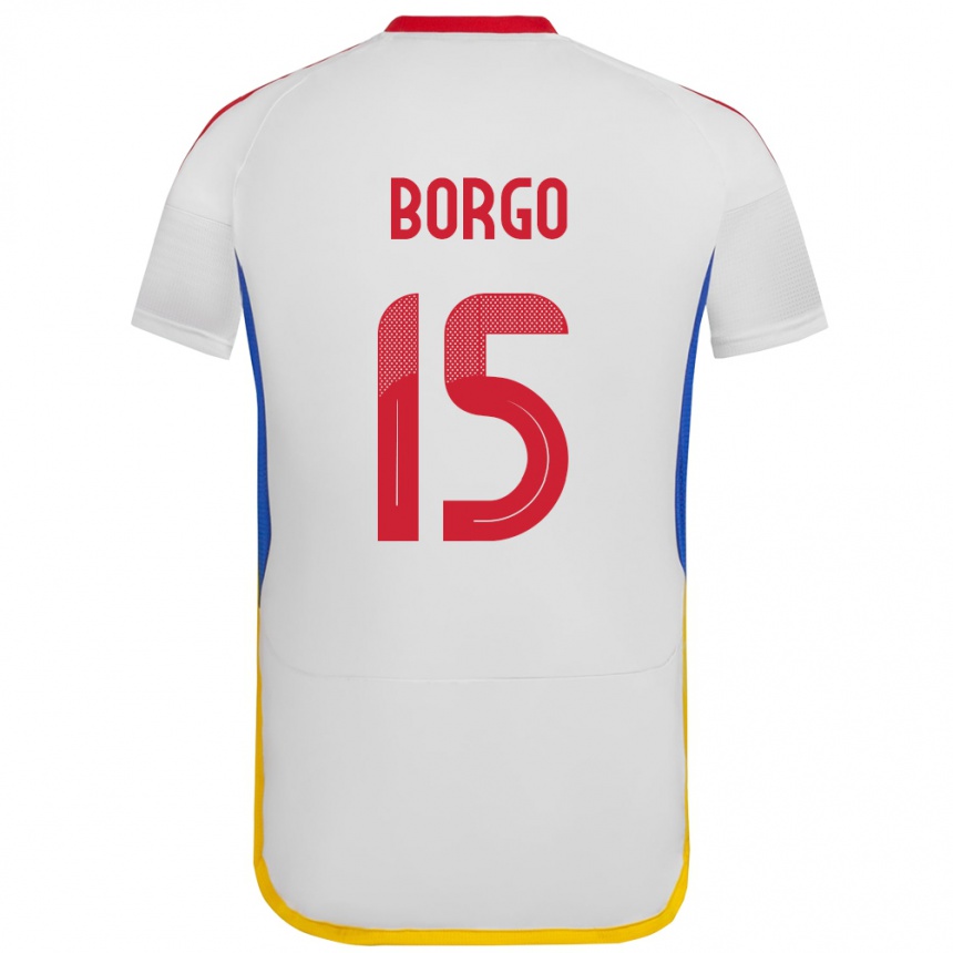 Niño Fútbol Camiseta Venezuela Ángel Borgo #15 Blanco 2ª Equipación 24-26 Perú