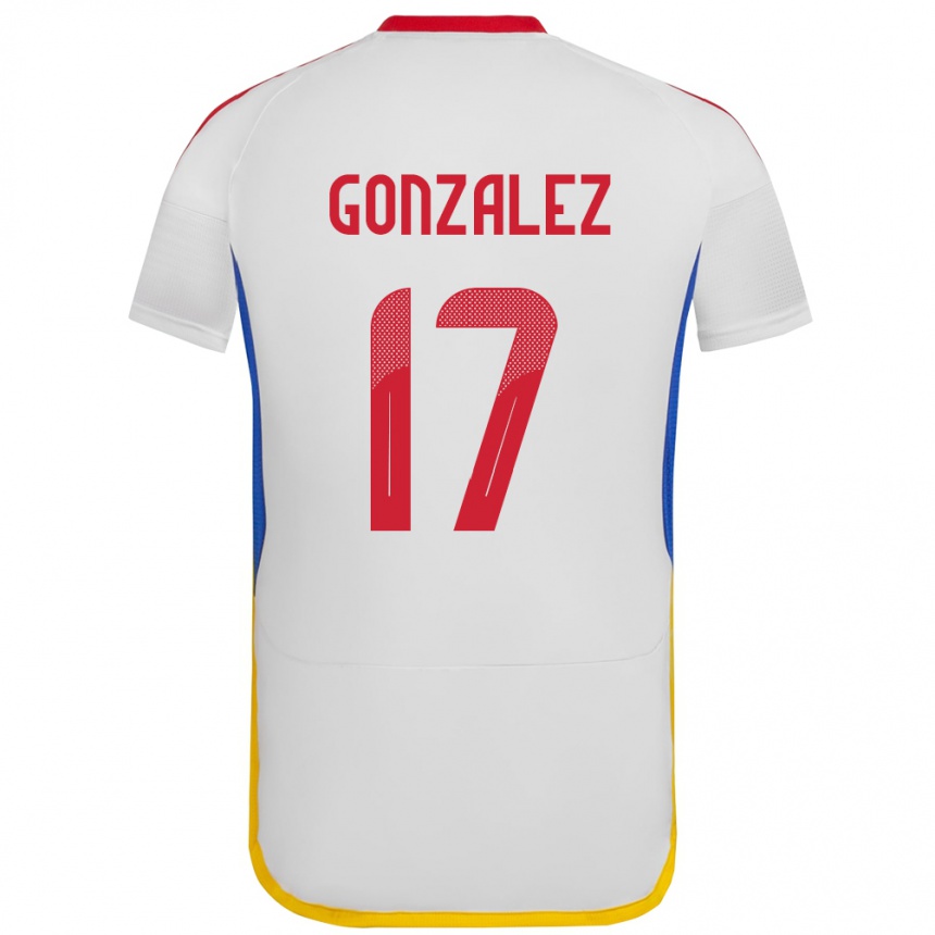 Niño Fútbol Camiseta Venezuela Mayken González #17 Blanco 2ª Equipación 24-26 Perú