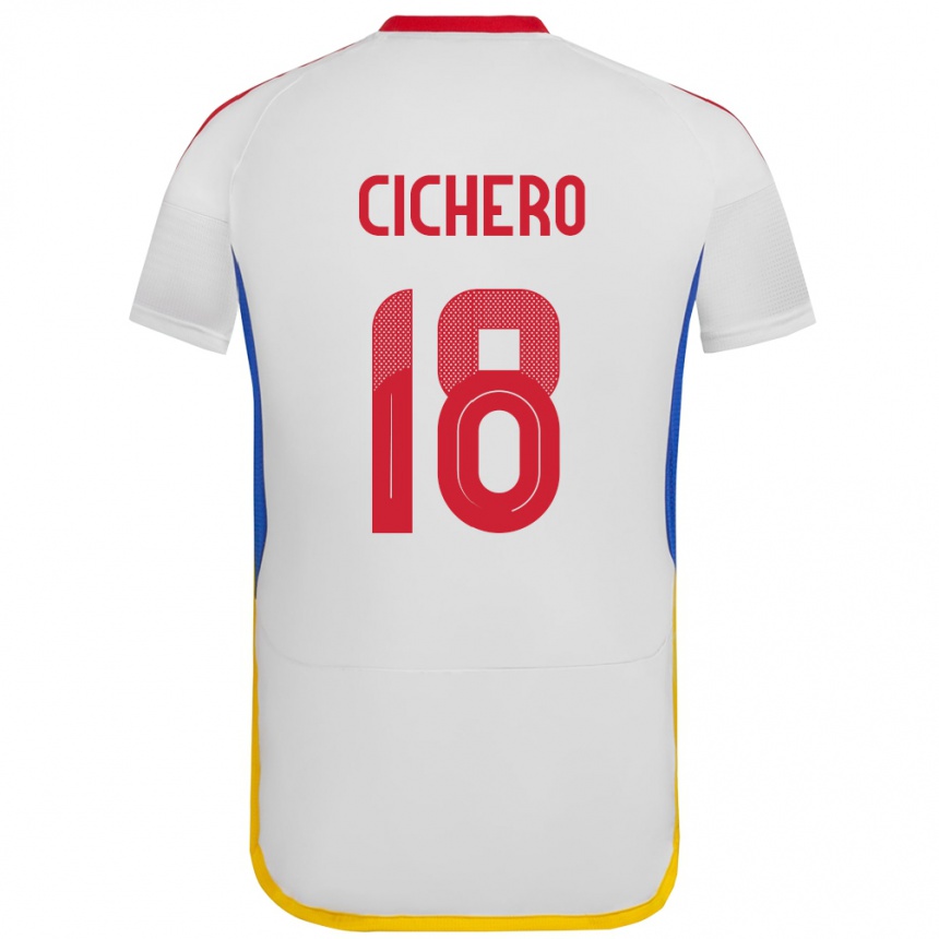 Niño Fútbol Camiseta Venezuela Alejandro Cichero #18 Blanco 2ª Equipación 24-26 Perú