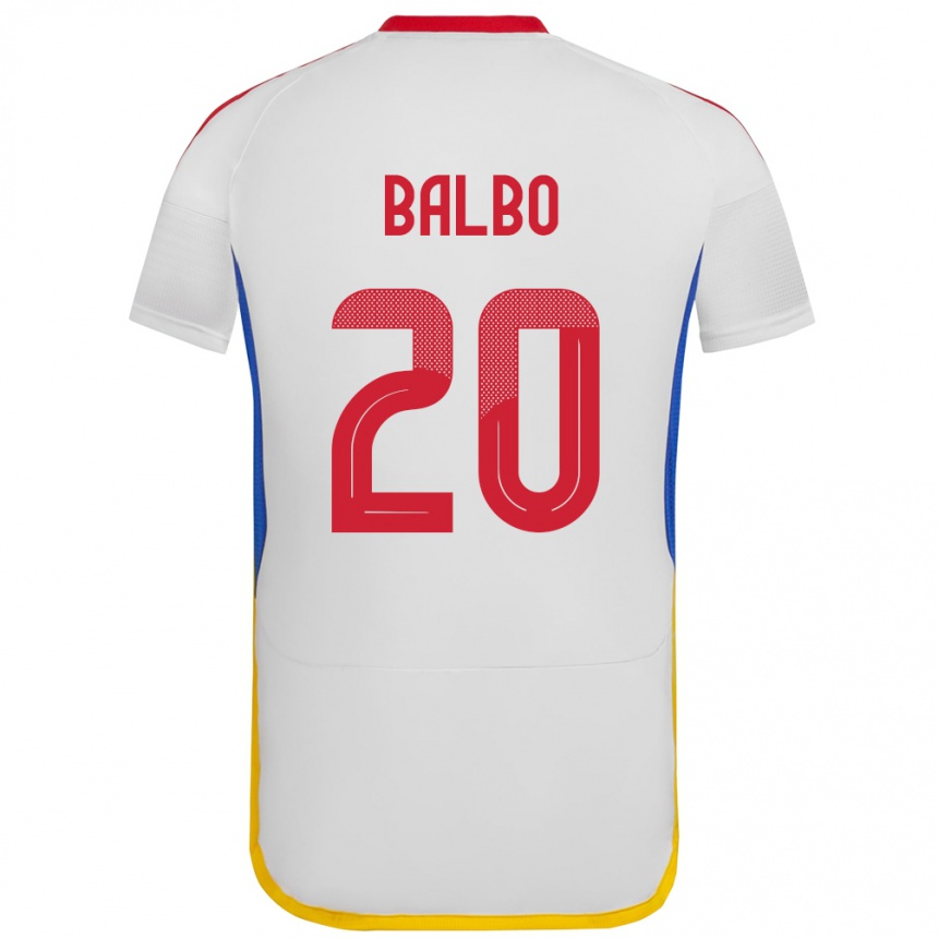 Niño Fútbol Camiseta Venezuela Luis Balbo #20 Blanco 2ª Equipación 24-26 Perú