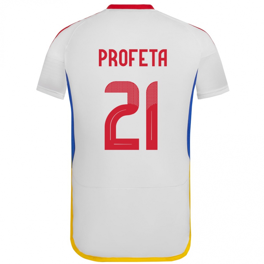 Niño Fútbol Camiseta Venezuela Nicola Profeta #21 Blanco 2ª Equipación 24-26 Perú