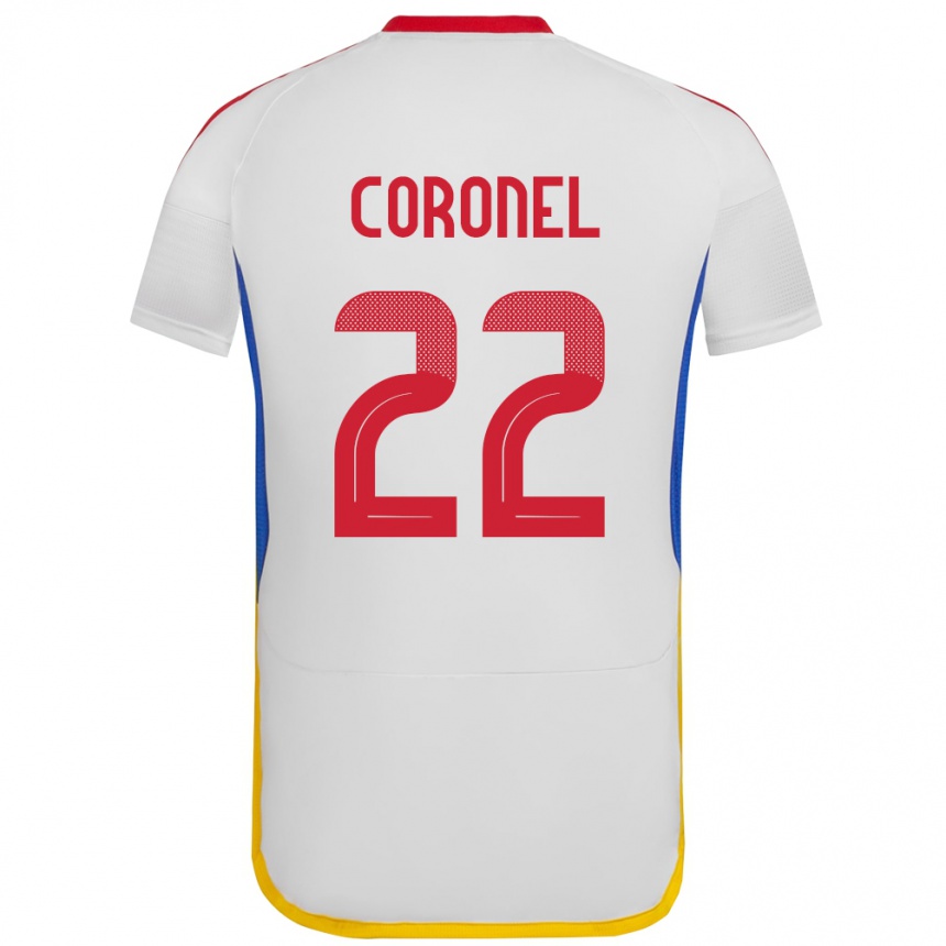 Niño Fútbol Camiseta Venezuela Nohelis Coronel #22 Blanco 2ª Equipación 24-26 Perú