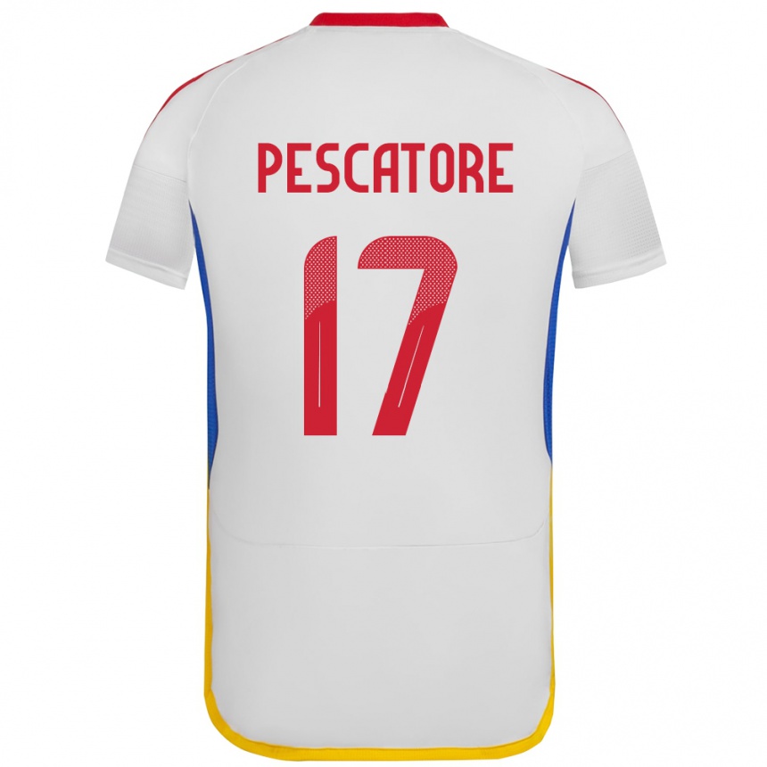 Niño Fútbol Camiseta Venezuela Camila Pescatore #17 Blanco 2ª Equipación 24-26 Perú