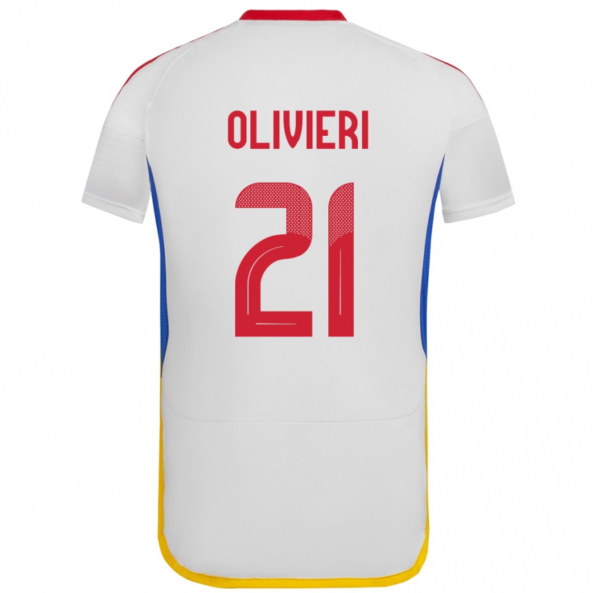 Niño Fútbol Camiseta Venezuela Bárbara Olivieri #21 Blanco 2ª Equipación 24-26 Perú