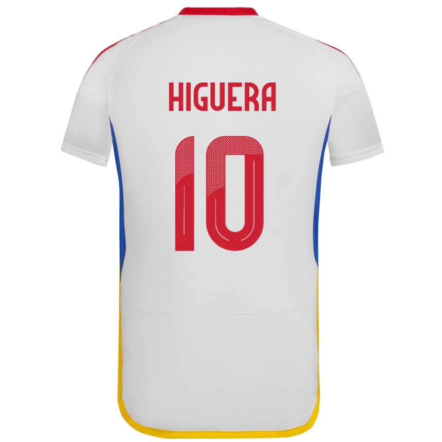 Niño Fútbol Camiseta Venezuela Enyerliannys Higuera #10 Blanco 2ª Equipación 24-26 Perú