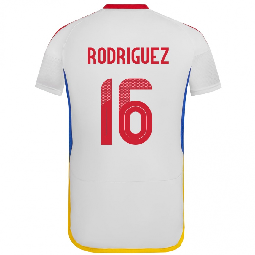 Niño Fútbol Camiseta Venezuela Arianna Rodríguez #16 Blanco 2ª Equipación 24-26 Perú