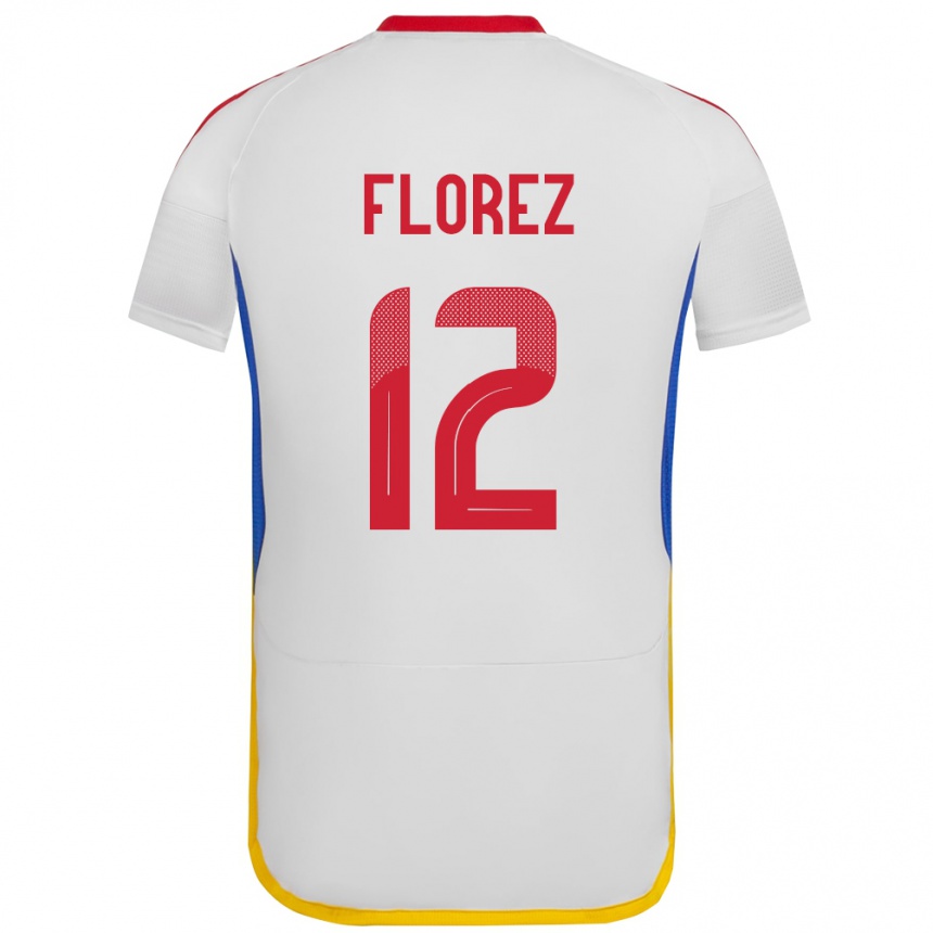 Niño Fútbol Camiseta Venezuela Génesis Flórez #12 Blanco 2ª Equipación 24-26 Perú