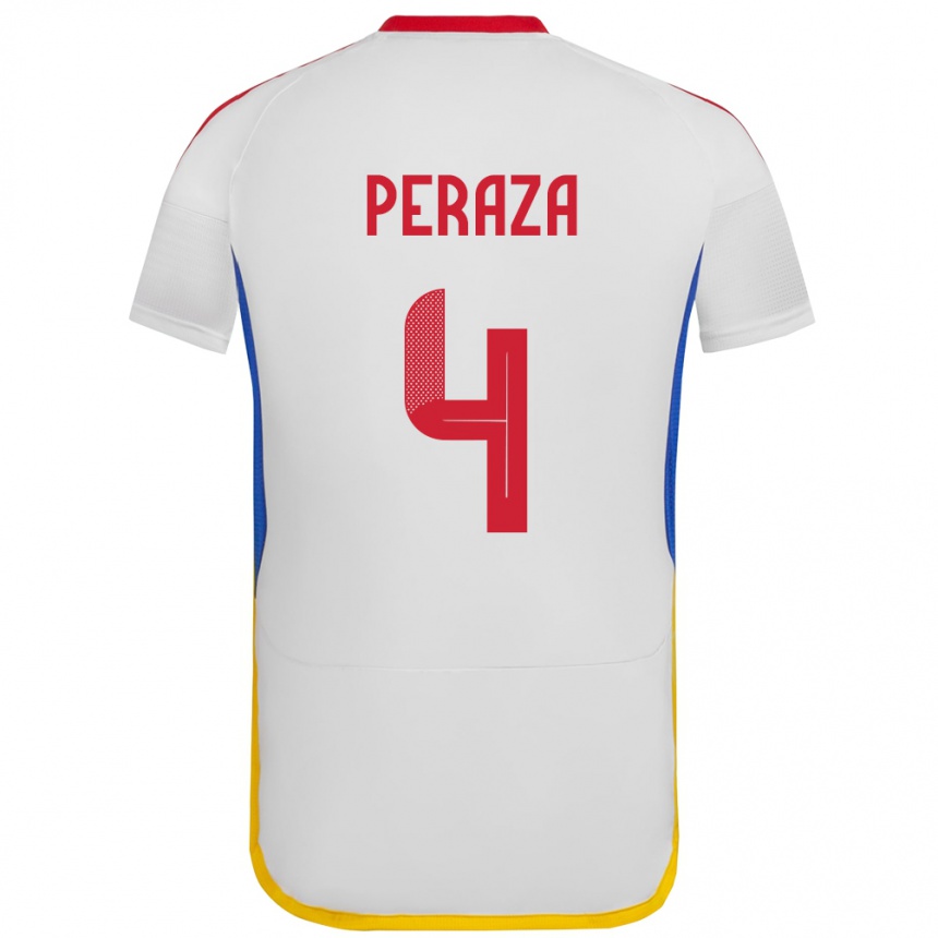 Niño Fútbol Camiseta Venezuela María Peraza #4 Blanco 2ª Equipación 24-26 Perú