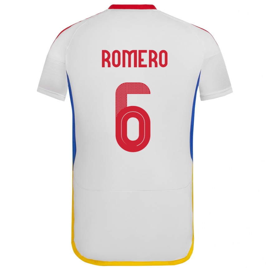 Niño Fútbol Camiseta Venezuela Michelle Romero #6 Blanco 2ª Equipación 24-26 Perú