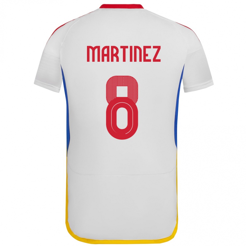 Niño Fútbol Camiseta Venezuela Bárbara Martínez #8 Blanco 2ª Equipación 24-26 Perú