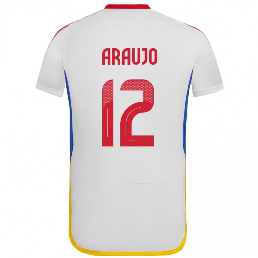 Niño Fútbol Camiseta Venezuela Sabrina Araujo #12 Blanco 2ª Equipación 24-26 Perú