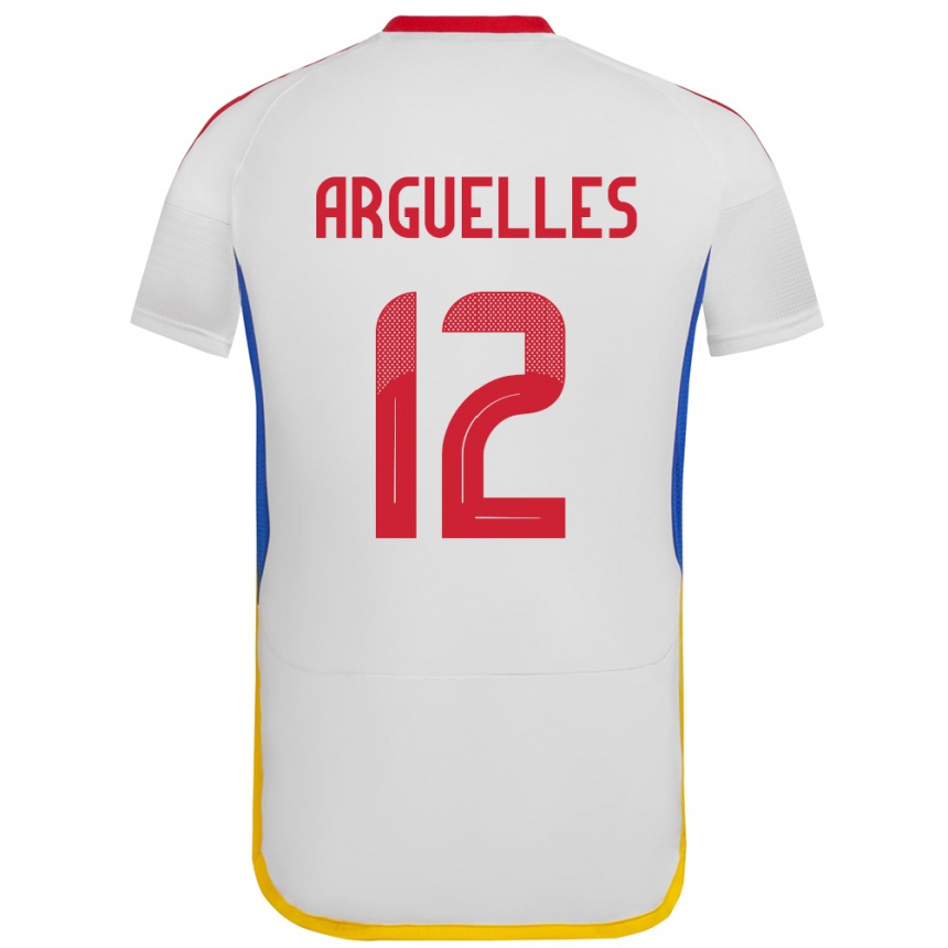 Niño Fútbol Camiseta Venezuela Wilmary Argüelles #12 Blanco 2ª Equipación 24-26 Perú