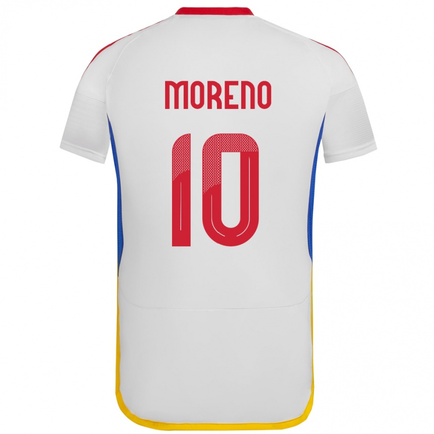 Niño Fútbol Camiseta Venezuela Yerliane Moreno #10 Blanco 2ª Equipación 24-26 Perú