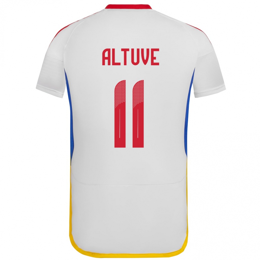 Niño Fútbol Camiseta Venezuela Oriana Altuve #11 Blanco 2ª Equipación 24-26 Perú