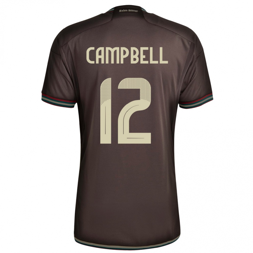 Niño Fútbol Camiseta Jamaica Sashana Campbell #12 Marrón Noche 2ª Equipación 24-26 Perú