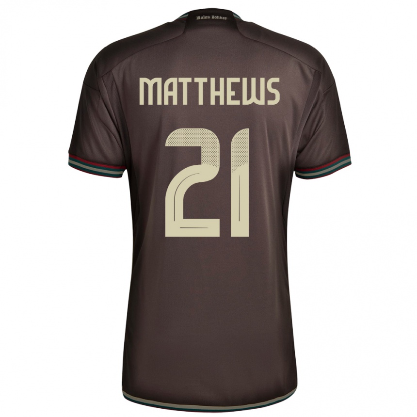 Niño Fútbol Camiseta Jamaica Cheyna Matthews #21 Marrón Noche 2ª Equipación 24-26 Perú