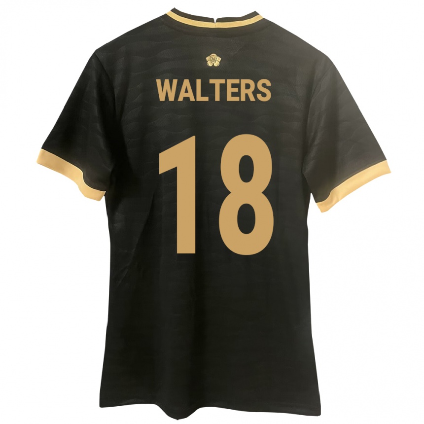 Niño Fútbol Camiseta Panamá Kairo Walters #18 Negro 2ª Equipación 24-26 Perú